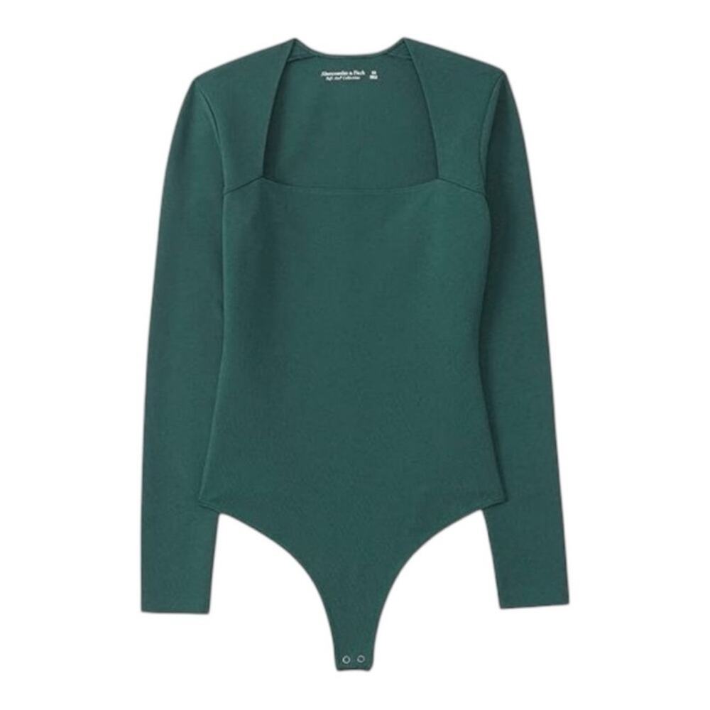 Abercrombie Olive Green Square Neck Long Sleeve Bodysuit